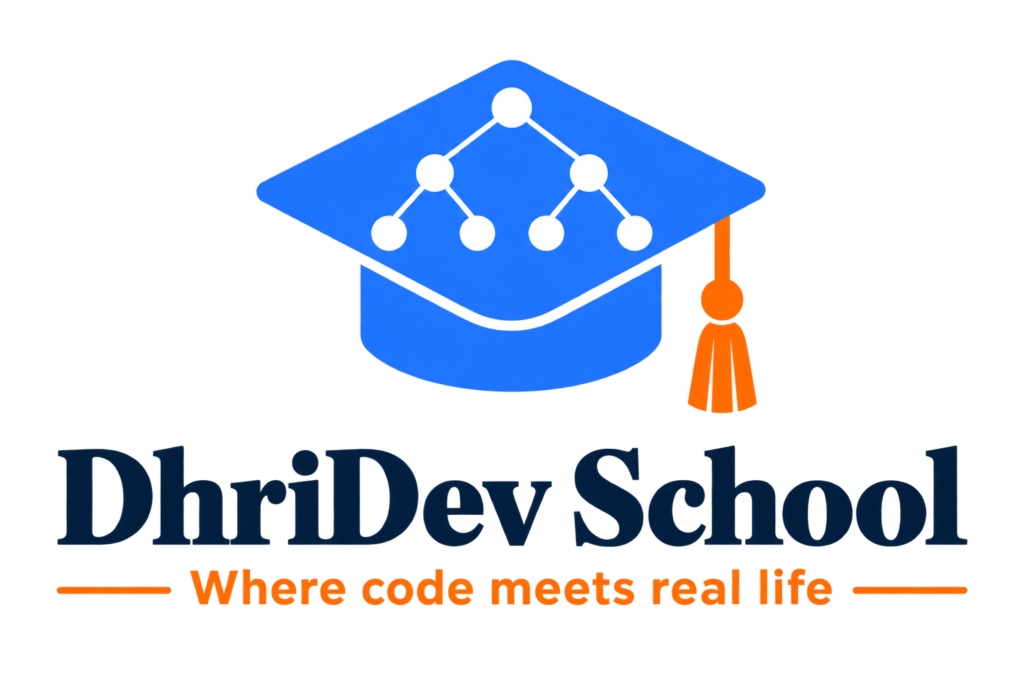 DhriDev School logo - Where code meets real life